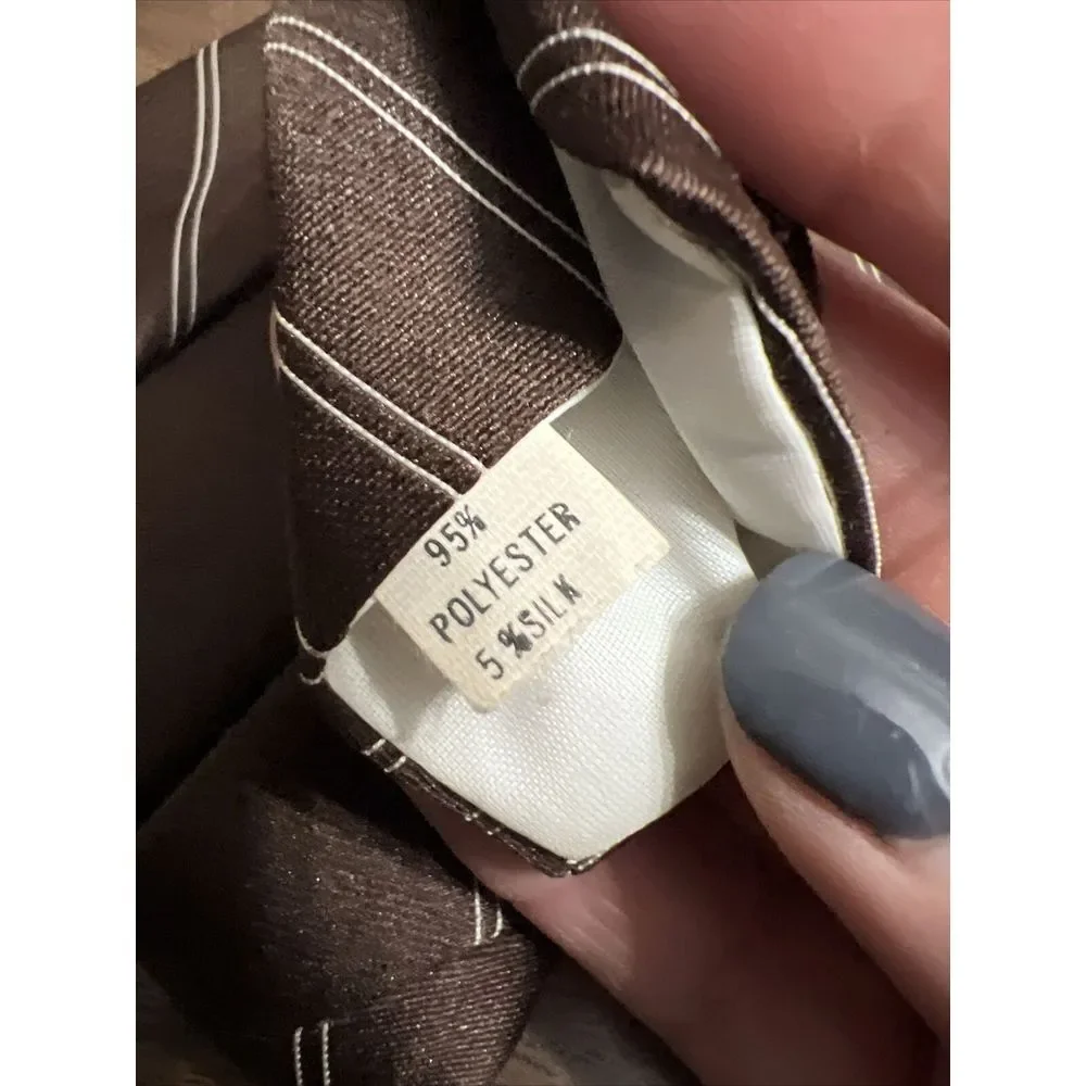 Vintage Oscar De La Renta Tie‎ Silk Blend Brown Stripes Mens Made In USA